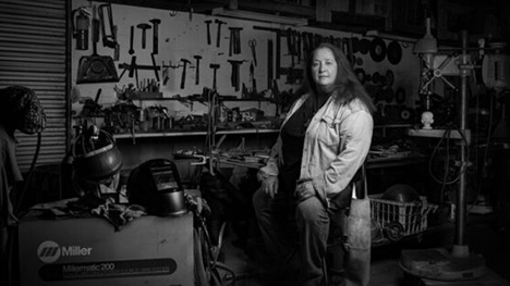 Virginia Hoffman in her studio